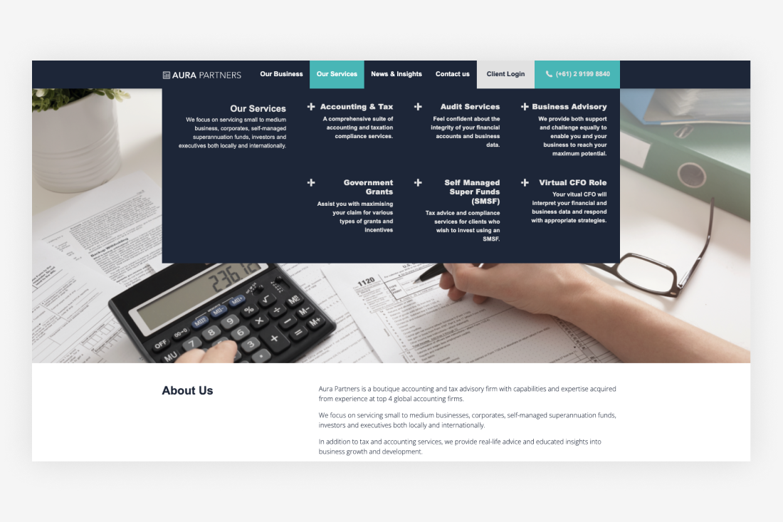 Example of a Accountant's website design by MBW